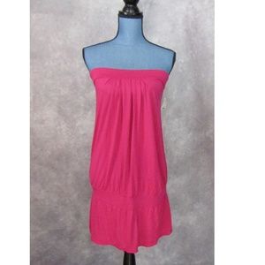 NWT Express Pink Strapless Dress Drop Waist Size M